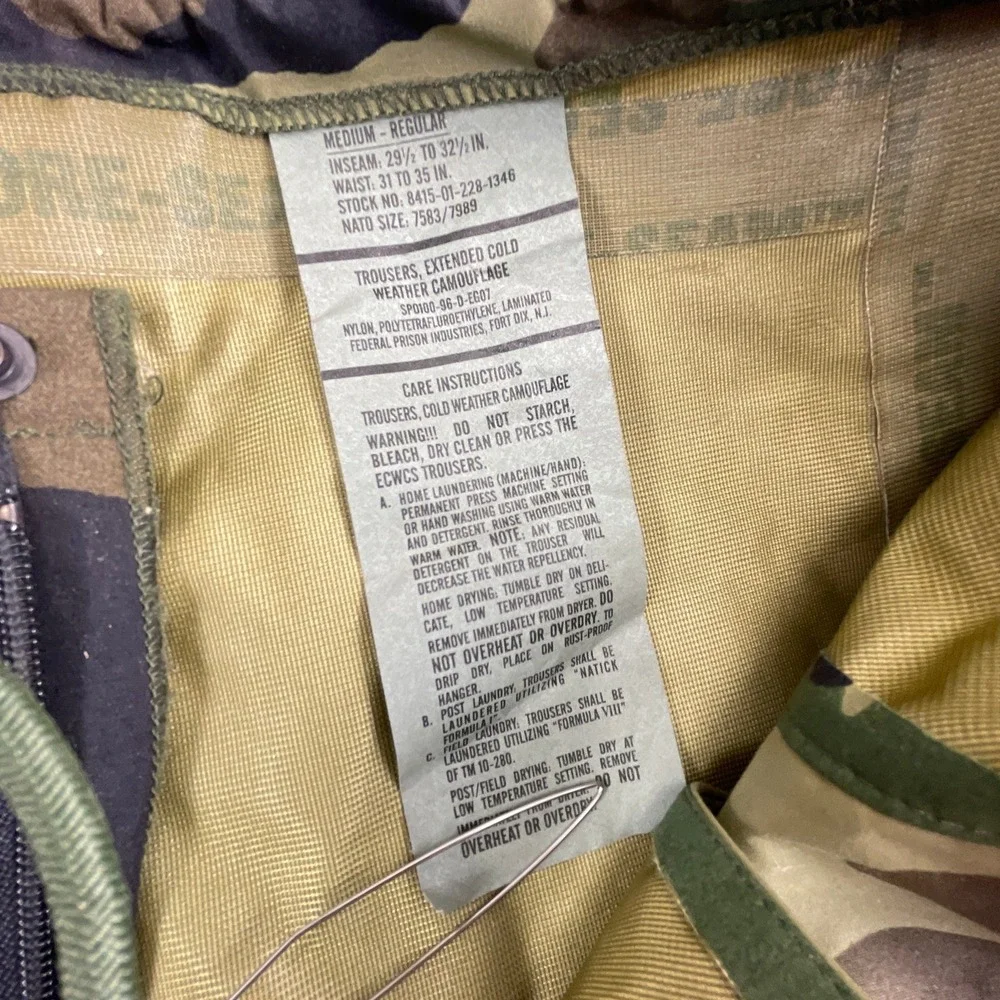GI Mens Medium Regular Camo Extended Cold Weather Trousers Green Olive Khaki
